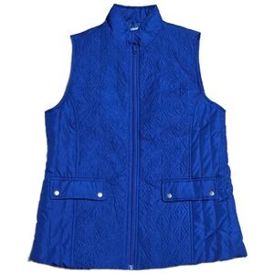 Kim Rogers Quilted Vest Women's Size M Royal Blue Delta Full Zip Front Pockets